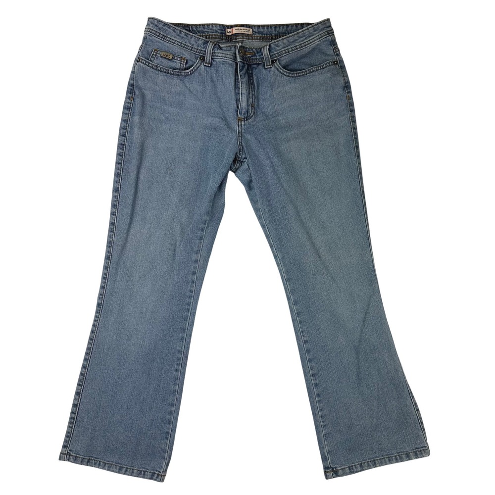Lee Women's Mid Rise Bootcut Jeans Light Wash Denim Pants‎ Size 12P Petite